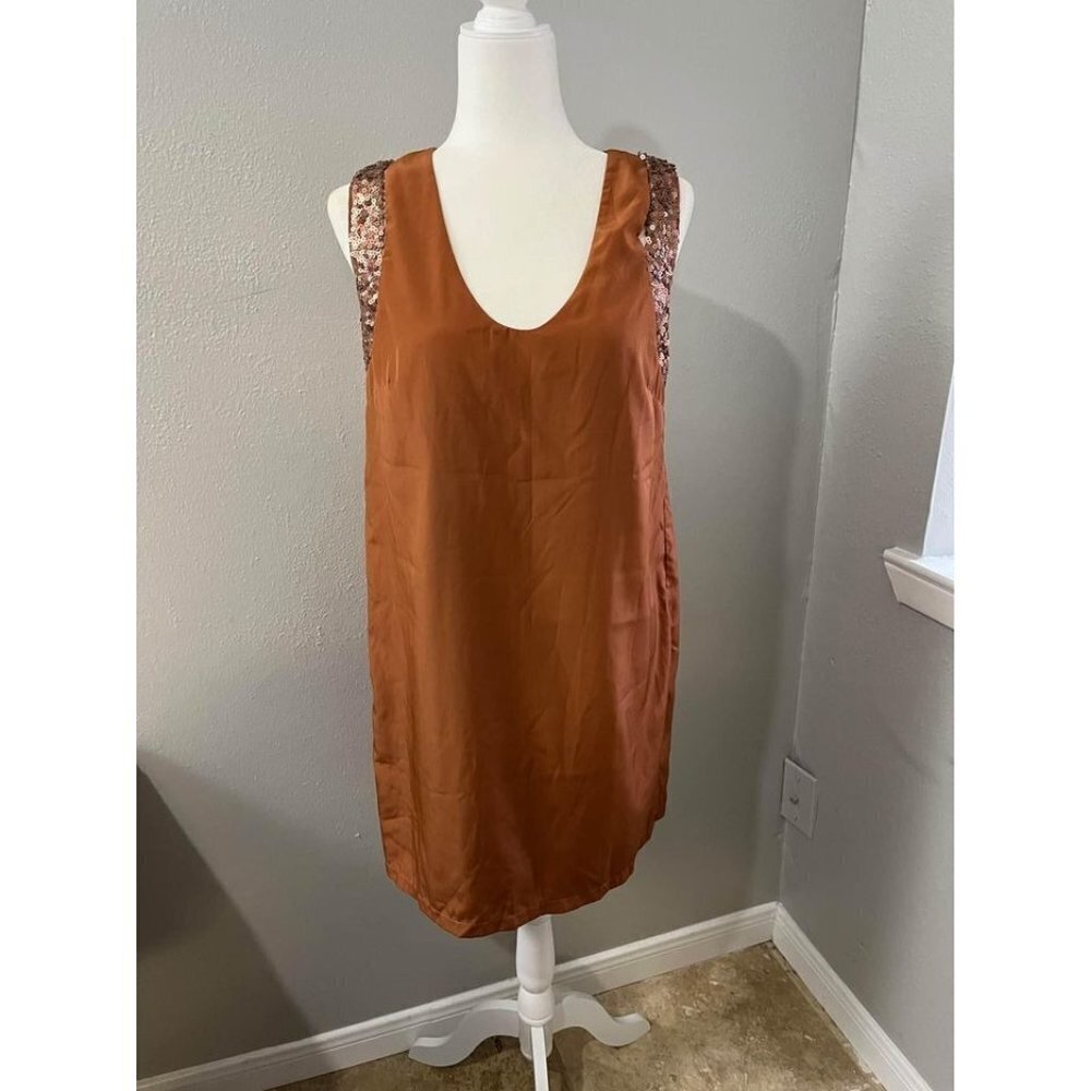 Lush Rust color sequins short dress size Large NWT